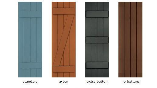 Shutter style options: standard, z-bar, extra batten, no battens